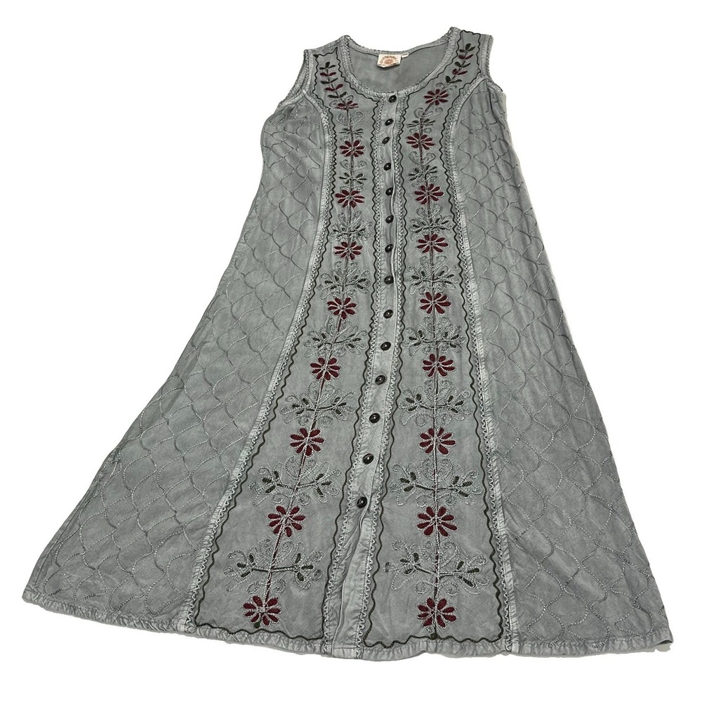 Garden Belle Shop Tunic Dress Floral Embroidered Cottagecore Praire Boho Petite